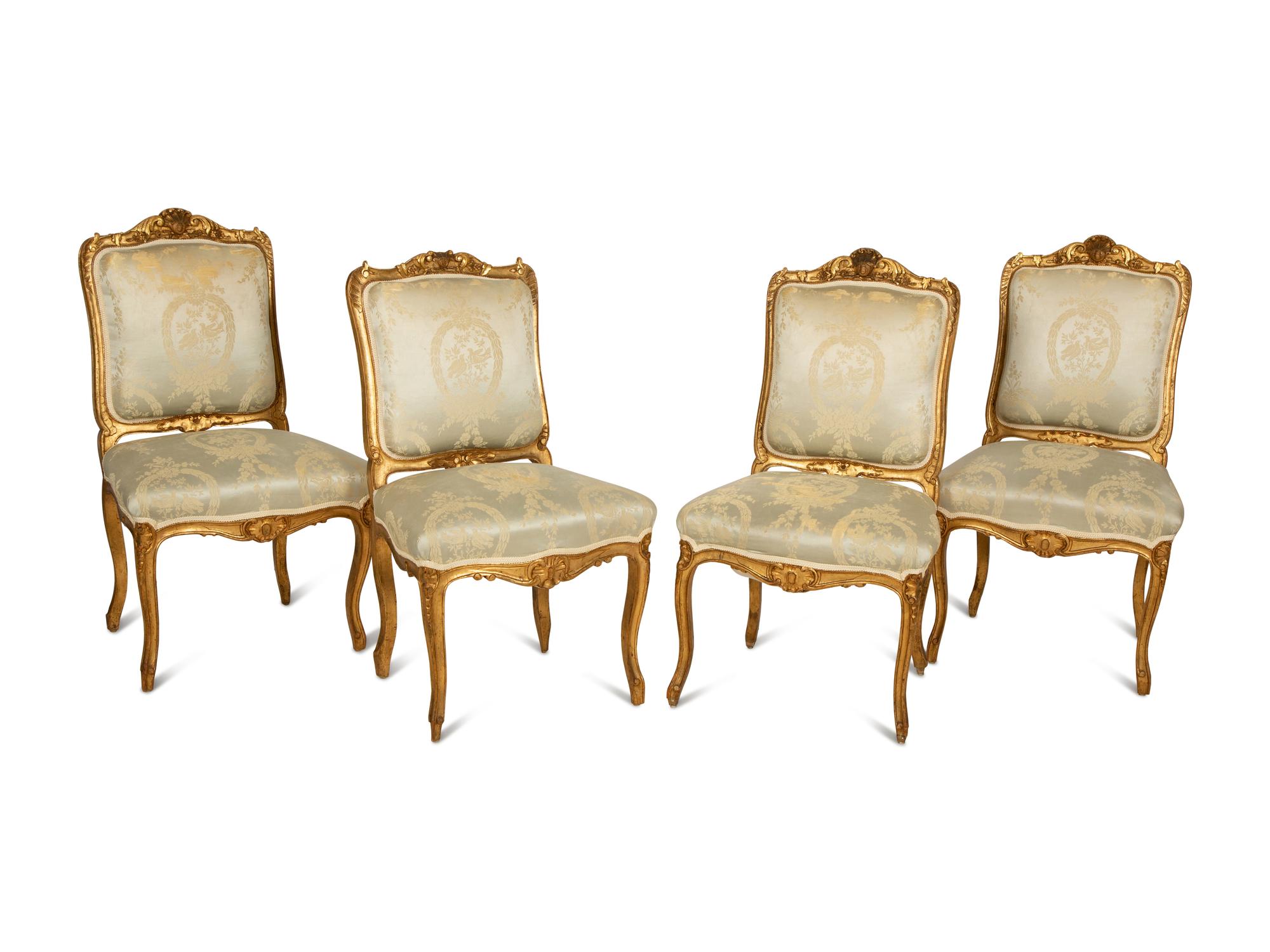 A Set of Four Régence Style Giltwood Side Chairs — Late 19th/Early 20th Century