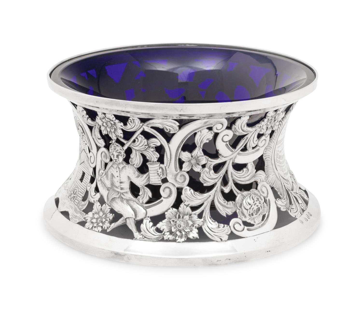 An Irish Silver Dish Ring and Glass Liner