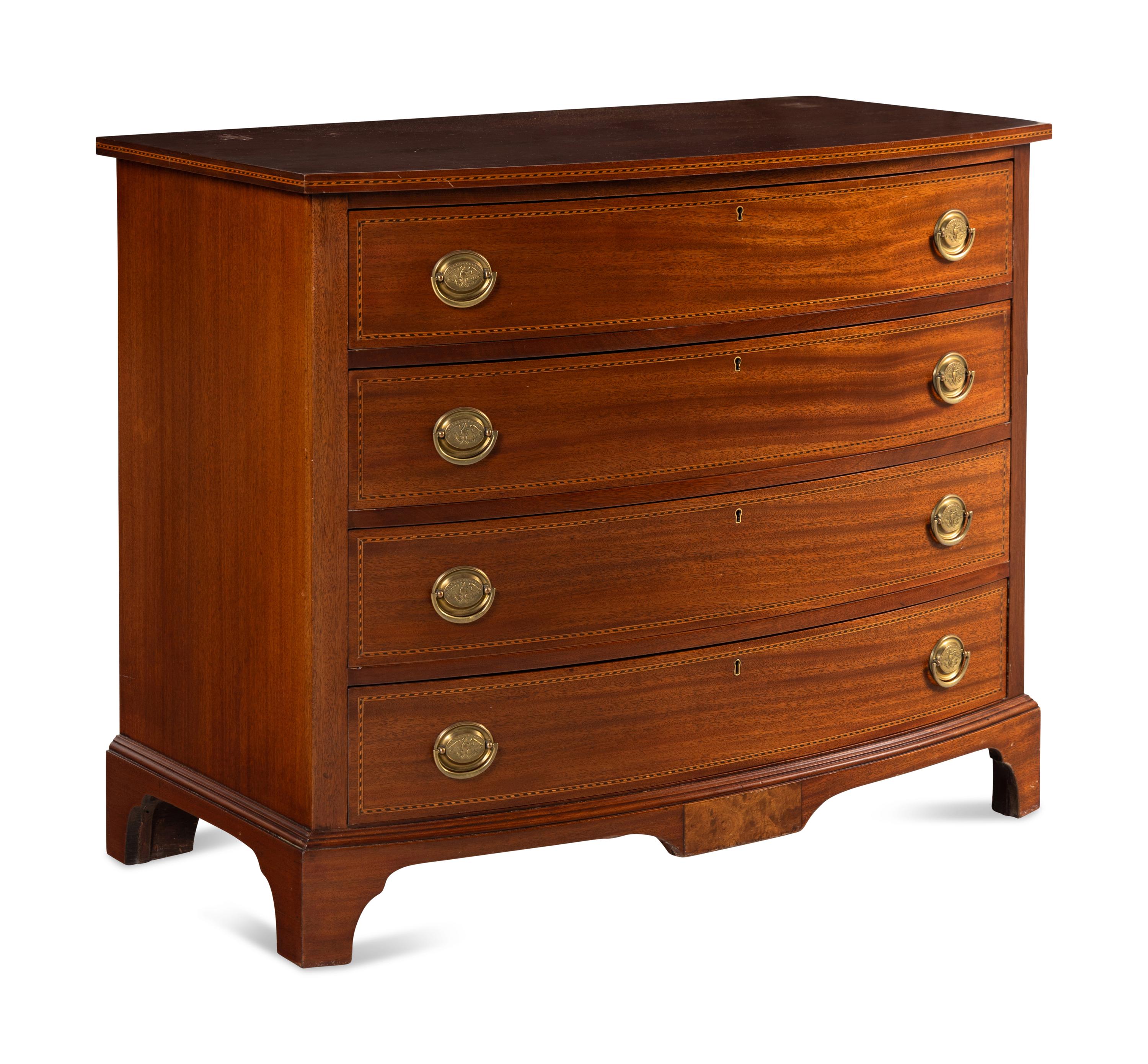 A Federal Mahogany and Inlaid Bowfront Chest of Drawers