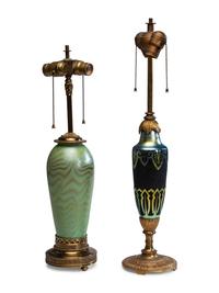 Two Iridescent Art Glass Vases