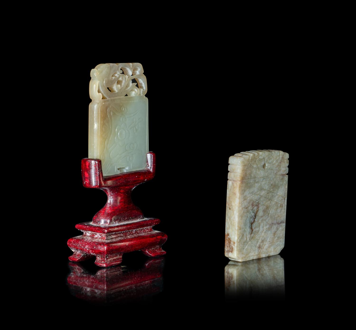 Two Chinese Rectangular Jade Plaques