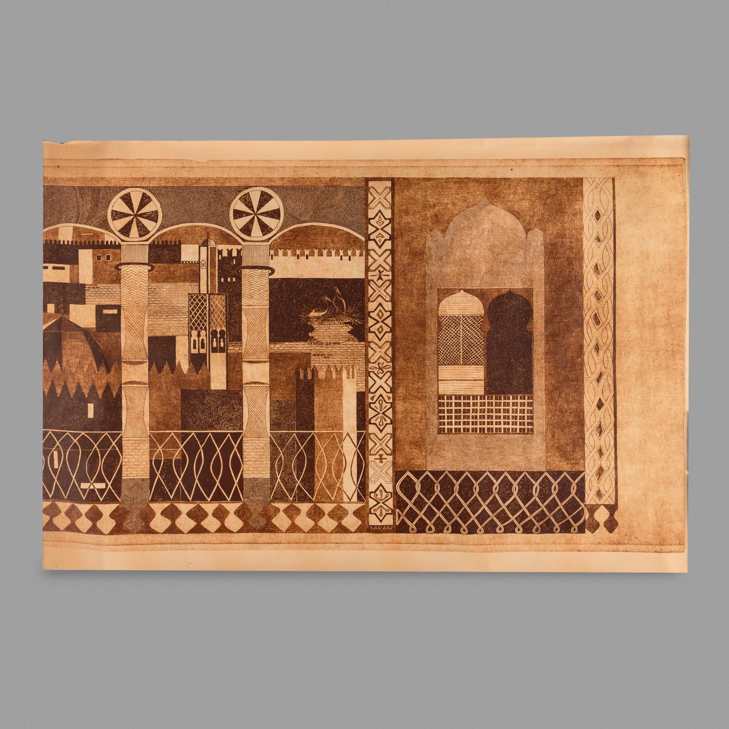 Arabian Nights wallpaper panel, 1948 Katzenbach & Warren, USA