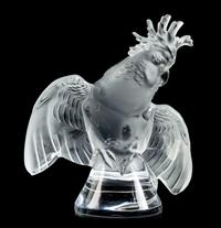 A Lalique Molded and Frosted Glass Figure of a Cockatoo
