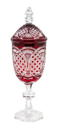 A Ruby-Cut-to-Clear Glass Covered Urn Height 15 1/2 inches. — 20TH CENTURY