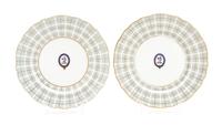 A Pair of English Porcelain Plates Diameter 10 1/8 inches.
