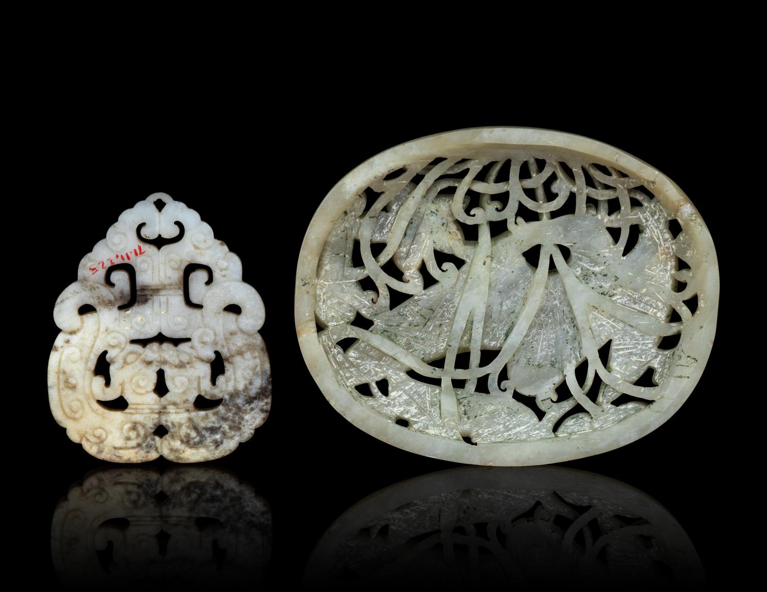 Two Carved Jade Plaques