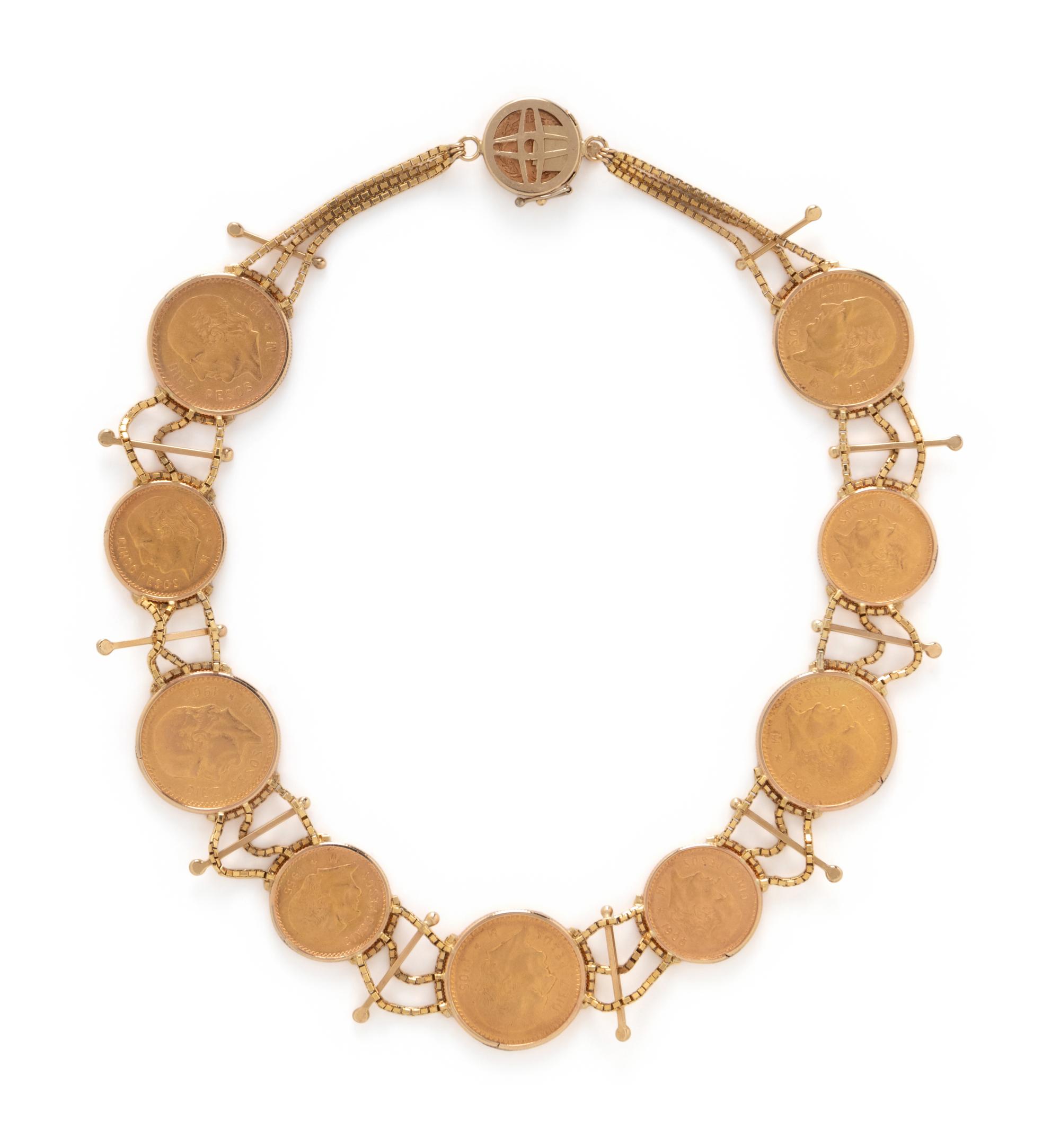 YELLOW GOLD AND COIN NECKLACE