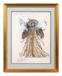 Edith Head Costume Illustration for Ava Gardner in Blue Bird , c1976