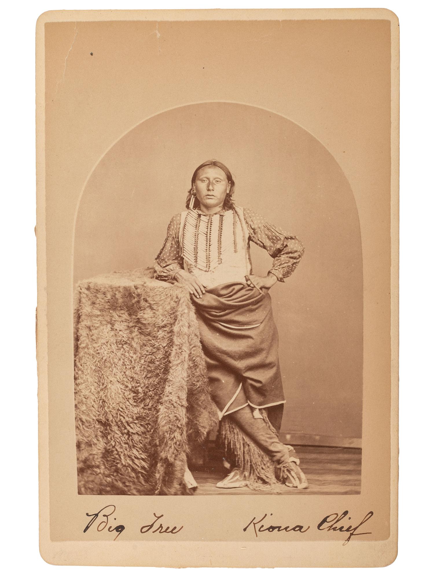 [NATIVE AMERICANS]. SOULE, William S. (1836-1908), photographer. A group of 2 cabinet cards, incl. early portrait of Big Tree. Fort Sill, Indian Territory: ca 1867-1870s.