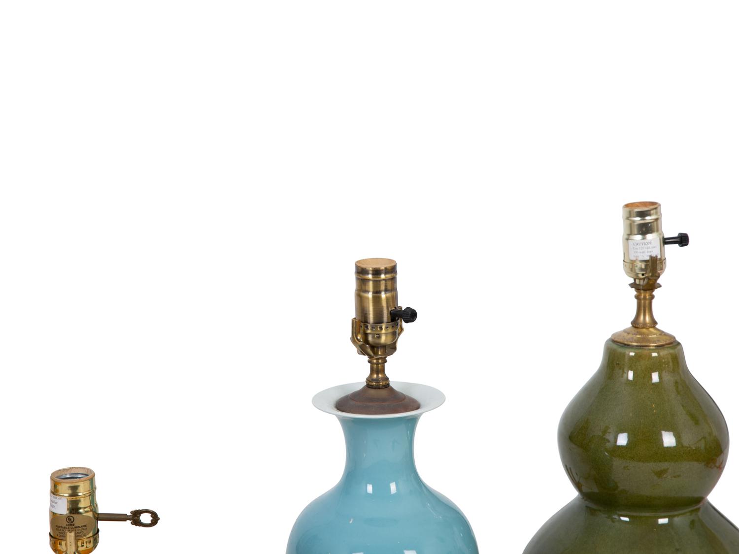 Three Pairs of Glazed Ceramic Table Lamps — 20TH CENTURY