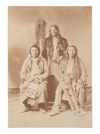 Johnson and Co. with Scalp . Albumen photograph of Ute Braves involved with the Battle of Milk Creek. Ca 1870s.