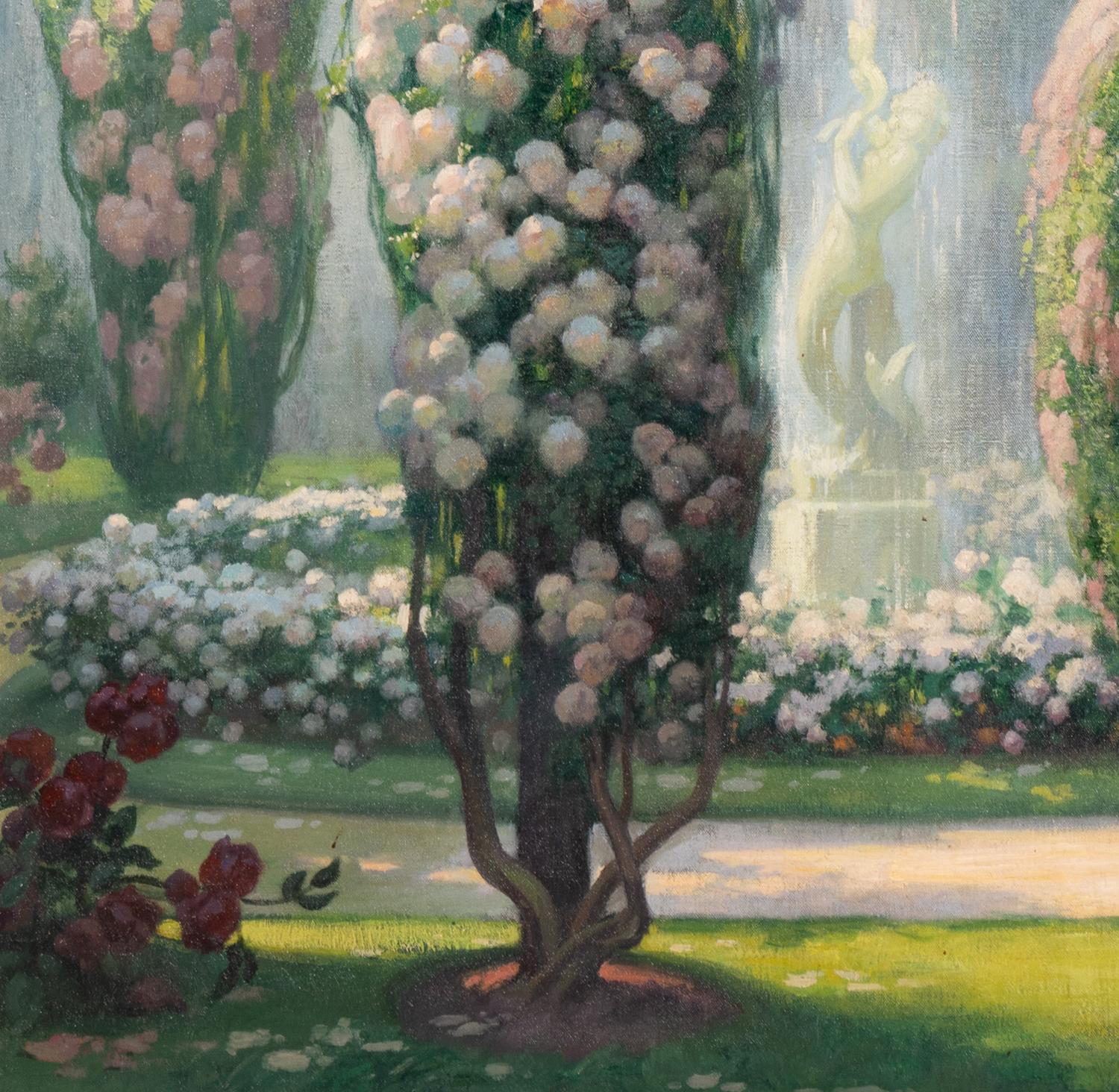Jardin fleuri a la fontaine