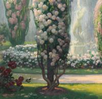 Jardin fleuri a la fontaine