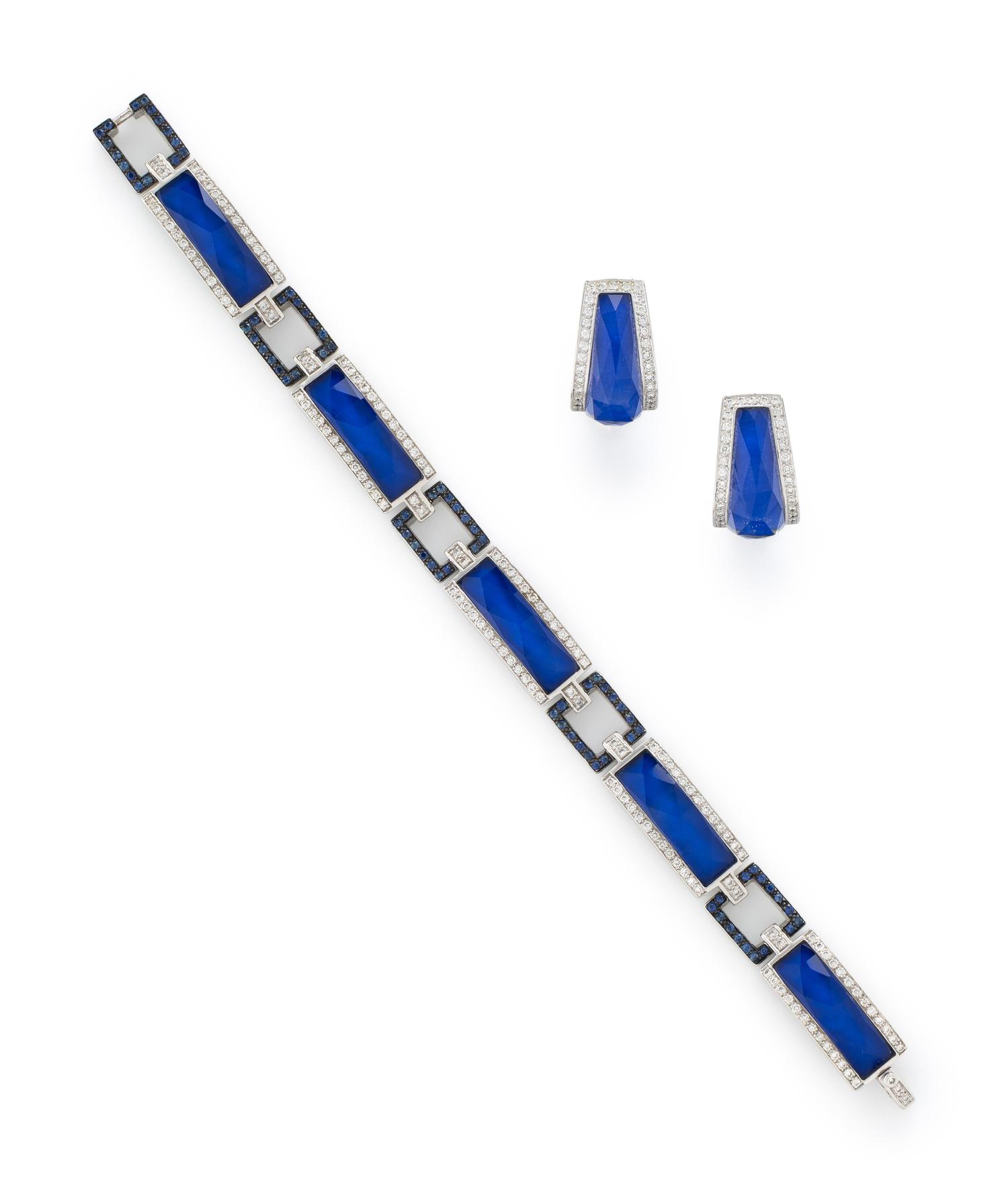 STEPHEN WEBSTER, 'CRYSTAL HAZE' QUARTZ, DIAMOND, AND WHITE GOLD BRACELET AND EARRINGS