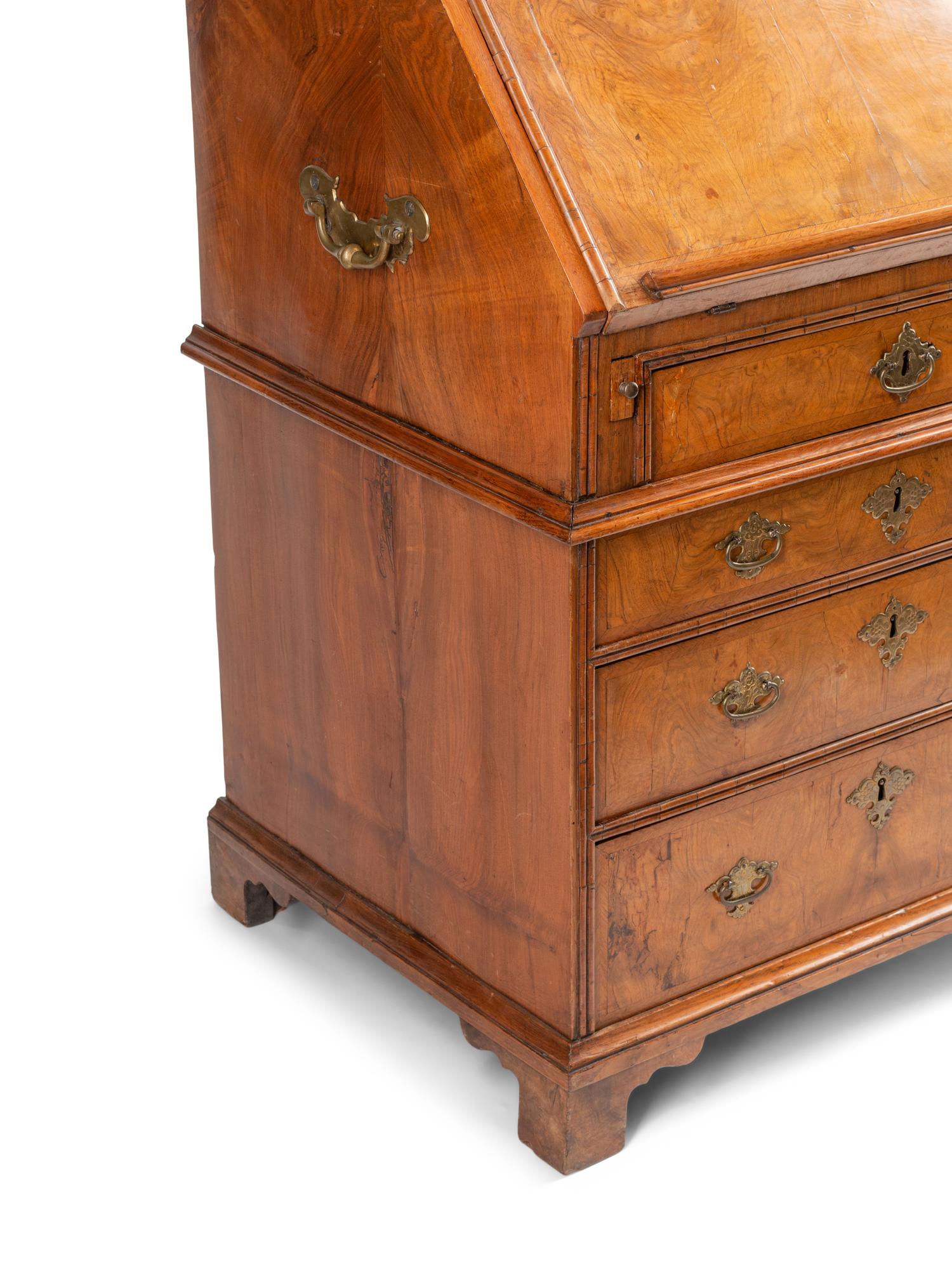 A George II Burl Walnut Bureau Cabinet