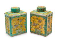 A Pair of Chinese Export Porcelain Tea Caddies