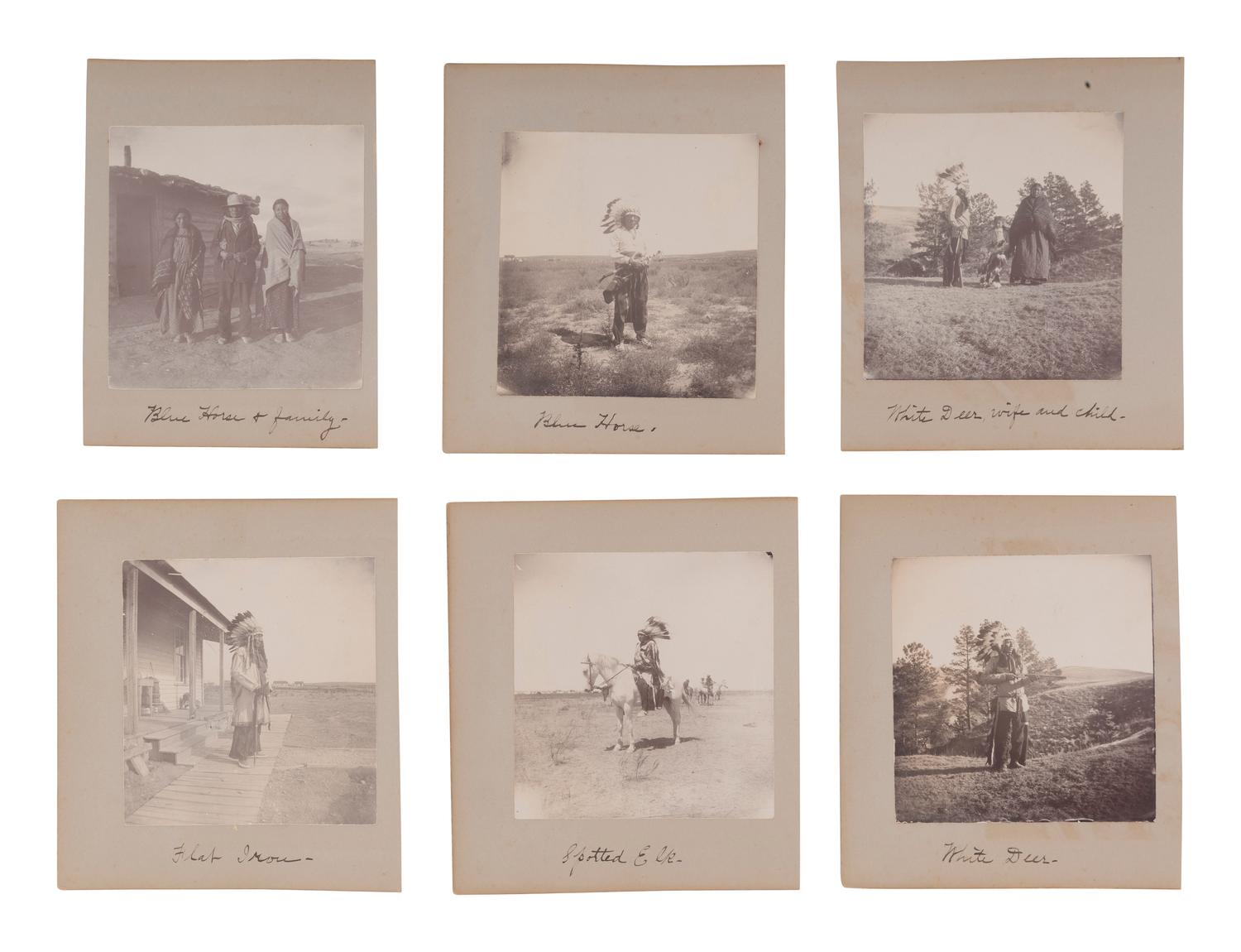 [NATIVE AMERICANS]. A group of 14 photographs of Native American subjects in South Dakota, incl. Red Cloud, Spotted Elk, Flat Iron, and White Deer. Ca 1900.