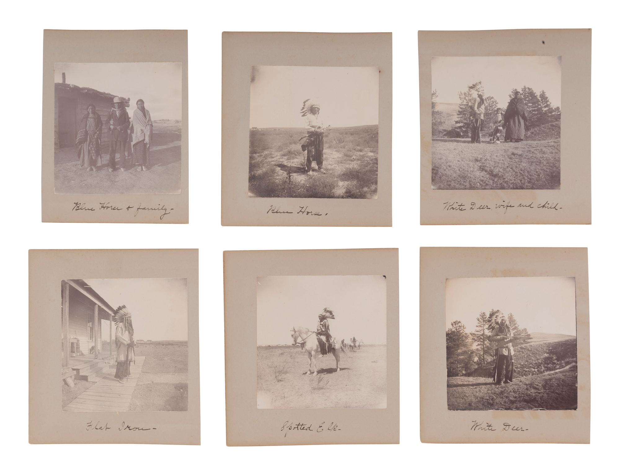 [NATIVE AMERICANS]. A group of 14 photographs of Native American subjects in South Dakota, incl. Red Cloud, Spotted Elk, Flat Iron, and White Deer. Ca 1900.