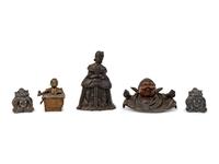 Five Continental Figural Inkwells