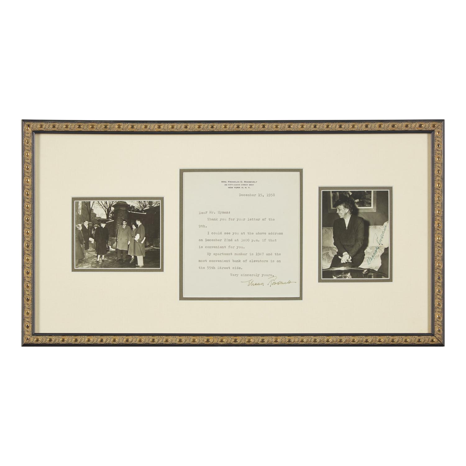 [Presidential] Roosevelt, Eleanor. Typed Letter, signed, and Signed Photograph