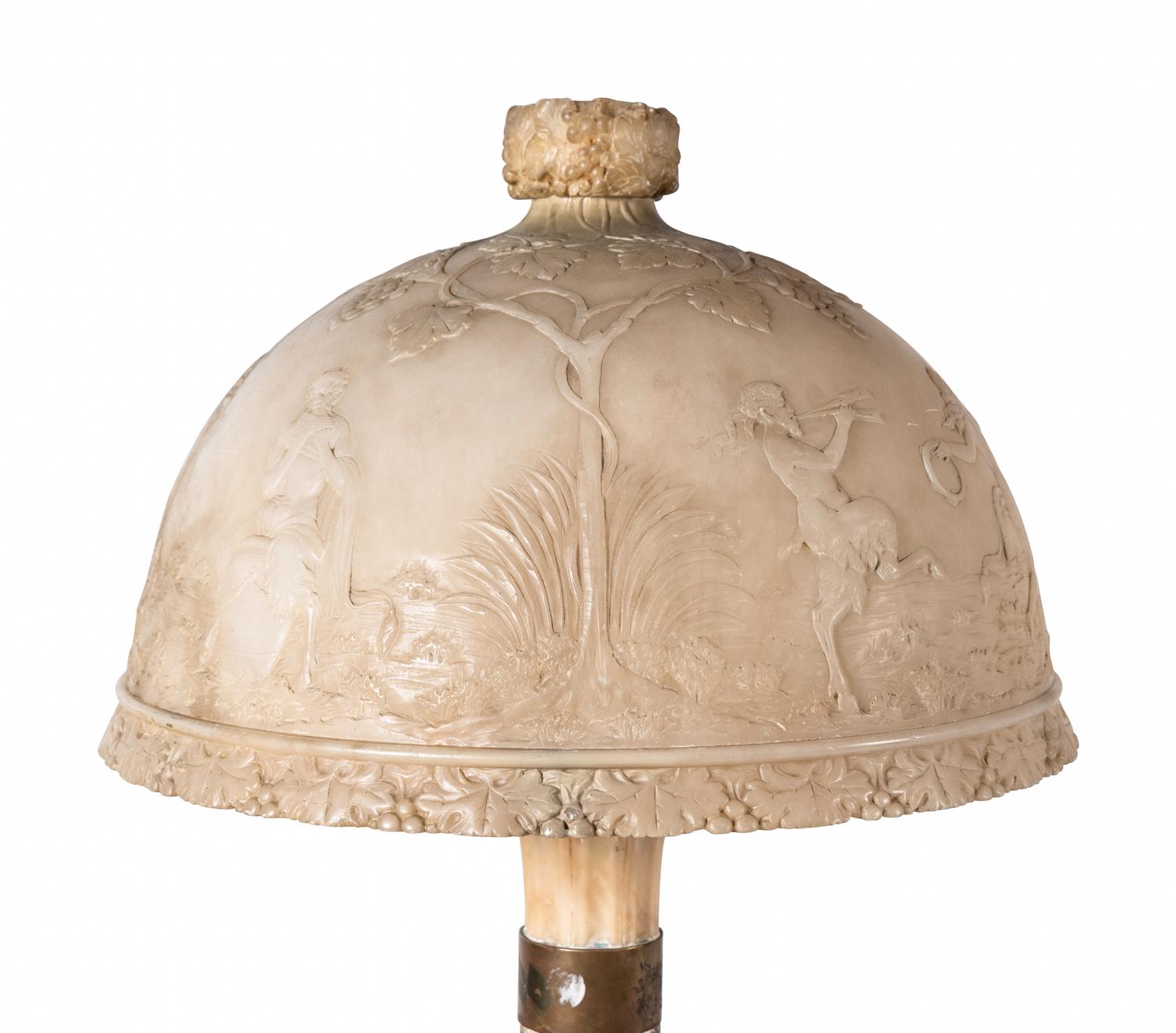 An Italian Alabaster Floor Lamp with Shade