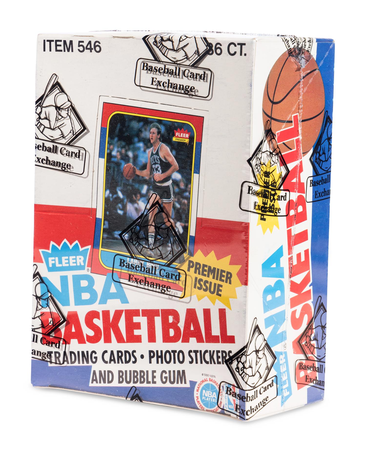 An Unopened Box of 1986-87 Fleer Basketball Cards (36 Packs) Featuring All Original Wax Packs As Issued By Fleer With One Michael Jordan Rookie Card No. 57 Showing On Top of Pack and Four Jordan Stickers (BBCE Authenticated)
