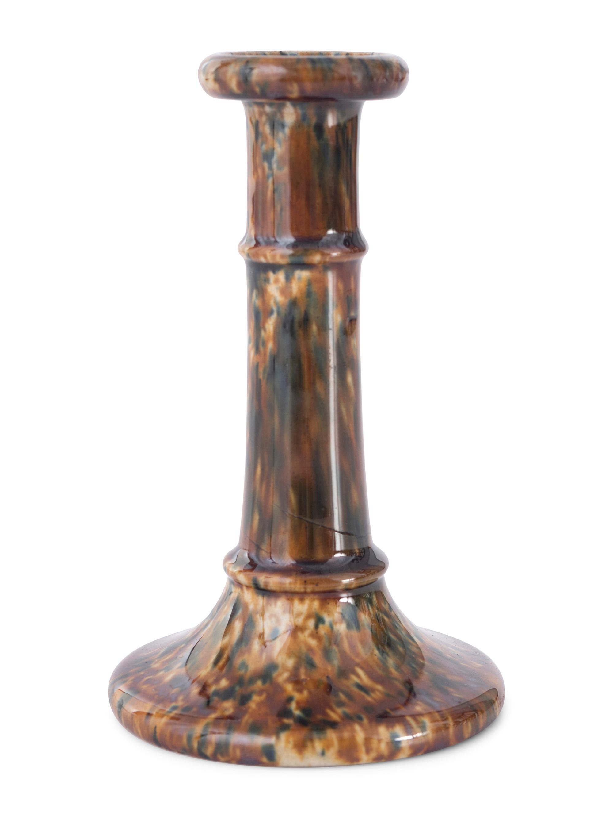 Five Rockingham Glaze Candlesticks