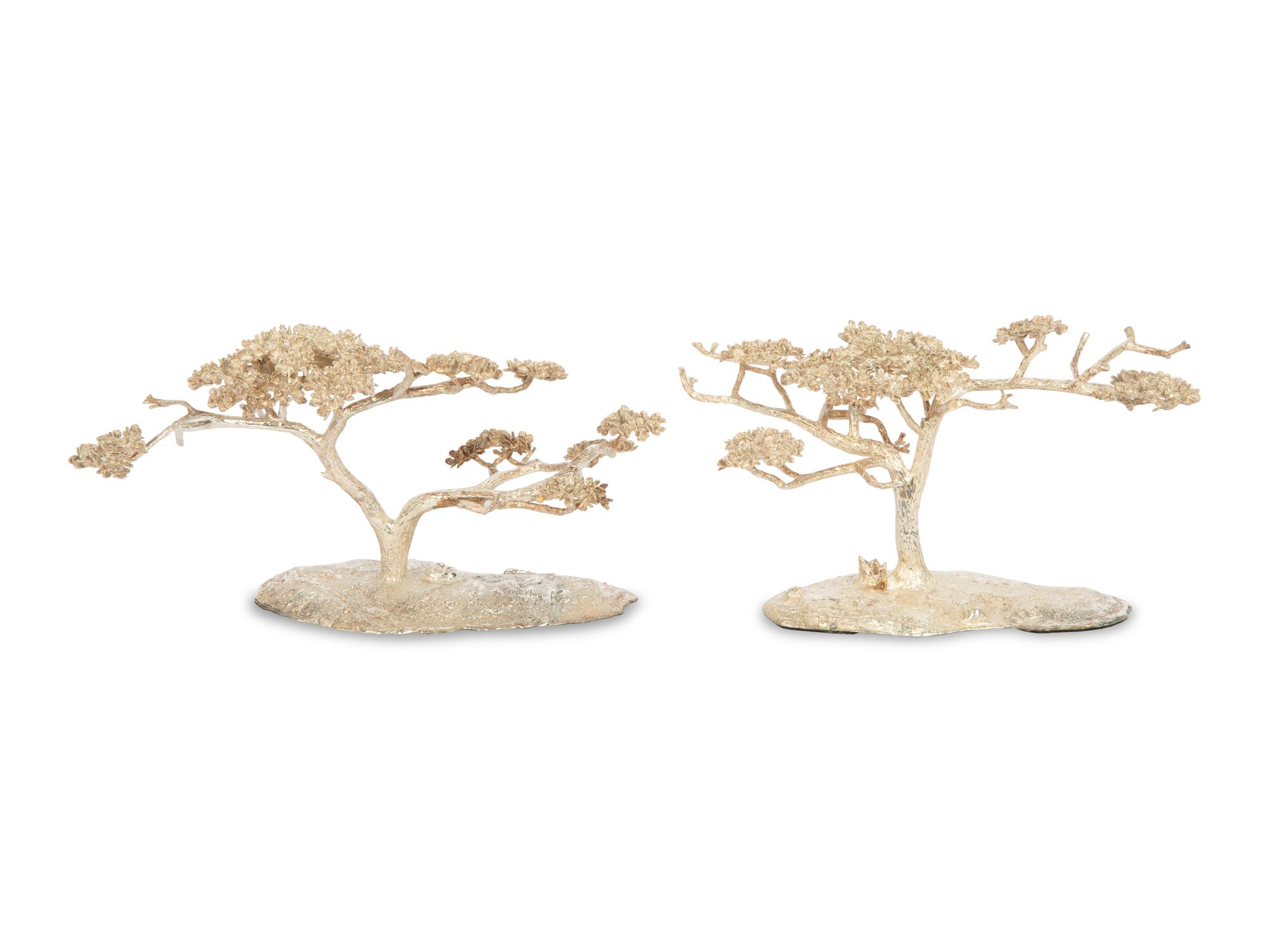 Two Patrick Mavros Silver Acacia Candelabra