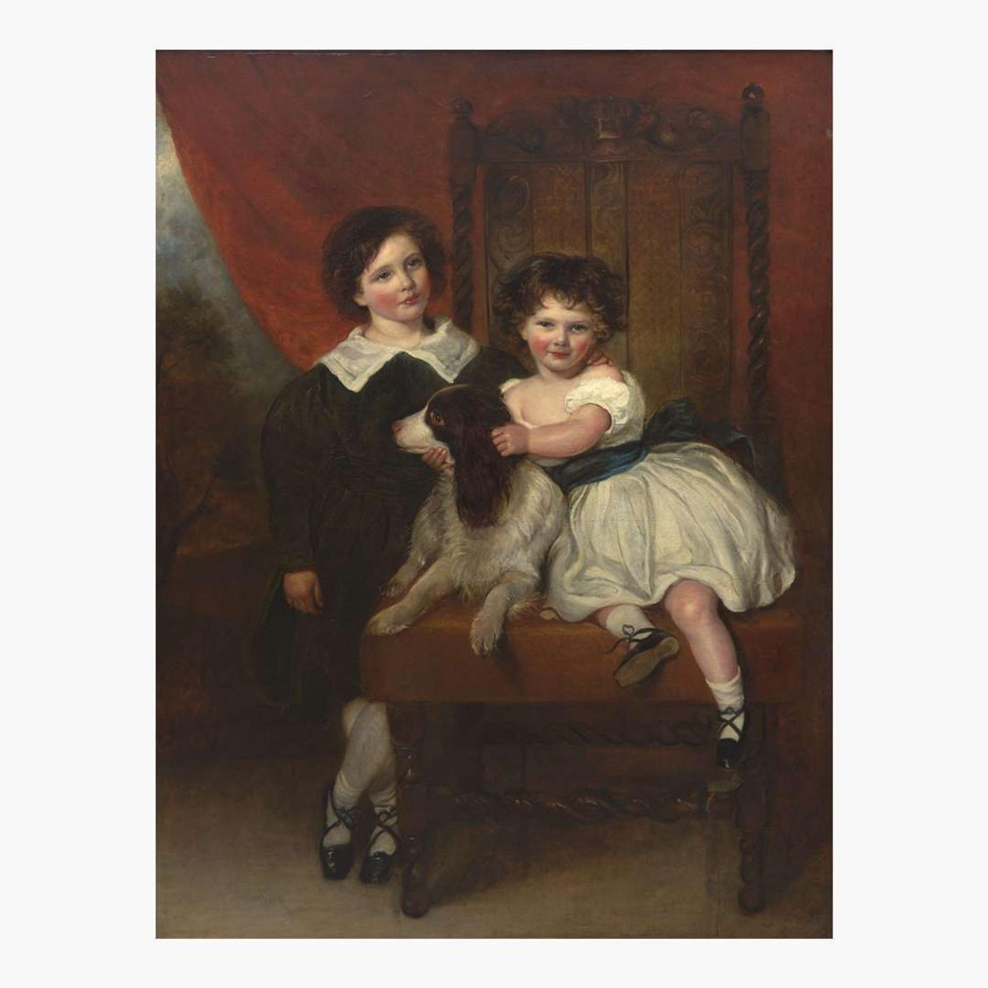 George Henry Harlow (British, 1787–1819) Full-Length Portrait of a Boy and a Girl and Their Dog