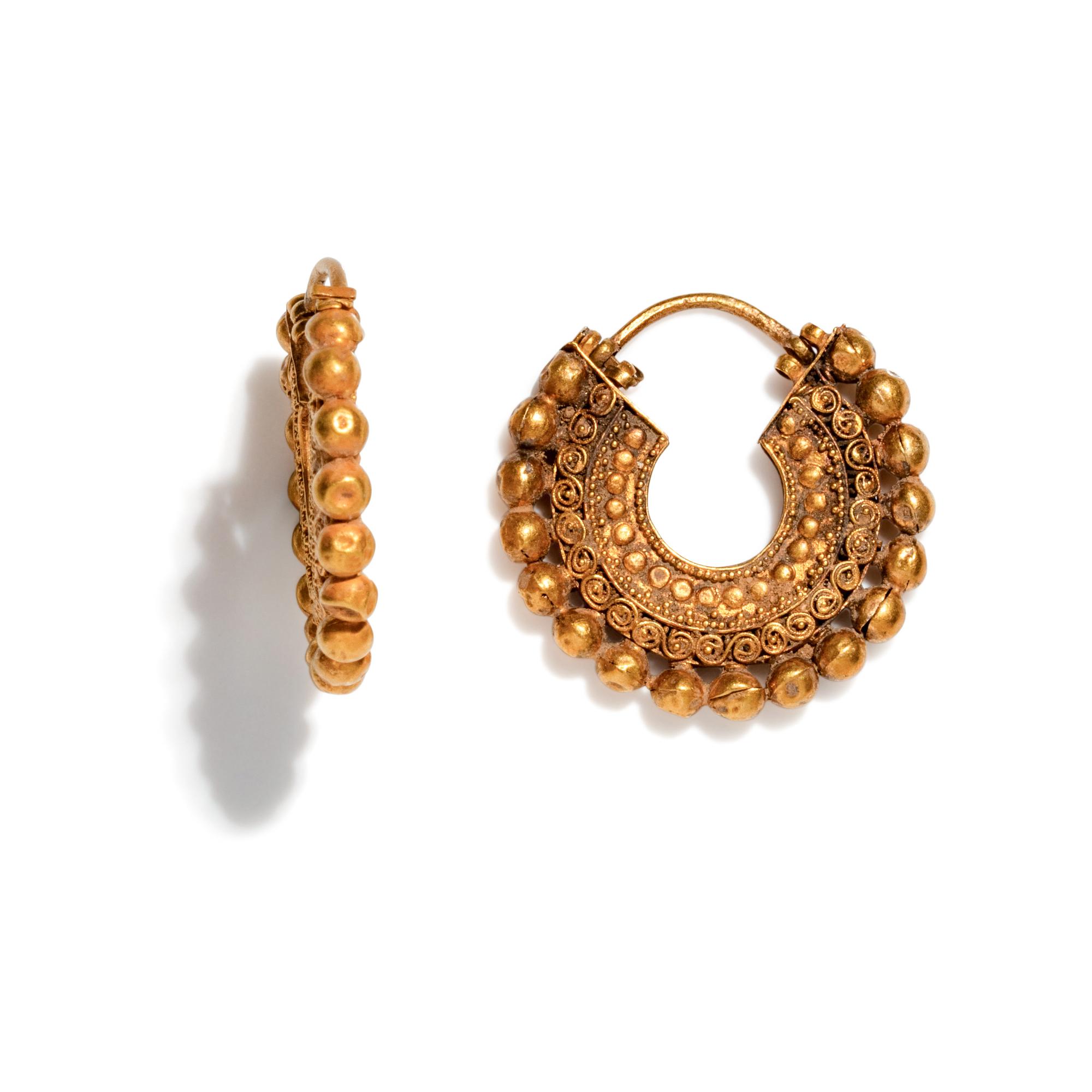A Pair of Phoenician or Achaemenid Gold Hoop Earrings