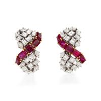 GARRARD & CO., RUBY AND DIAMOND EARRINGS