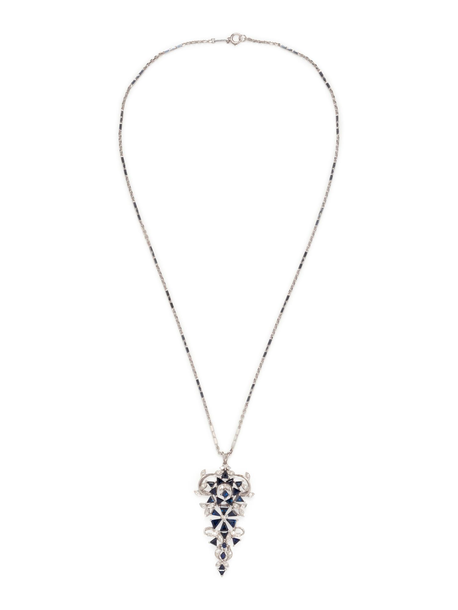 SAPPHIRE AND DIAMOND PENDANT/NECKLACE