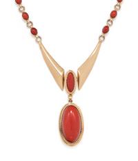 YELLOW GOLD AND CORAL NECKLACE