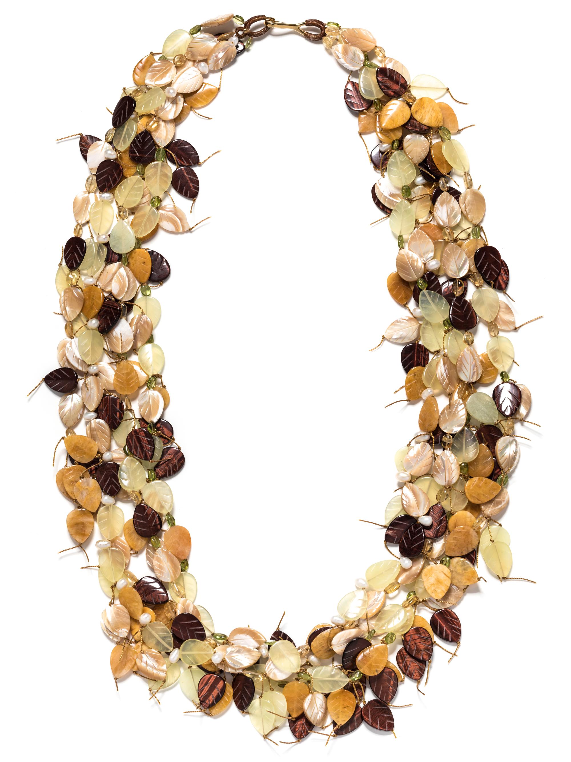 MULTIGEM LEAF BEAD NECKLACE