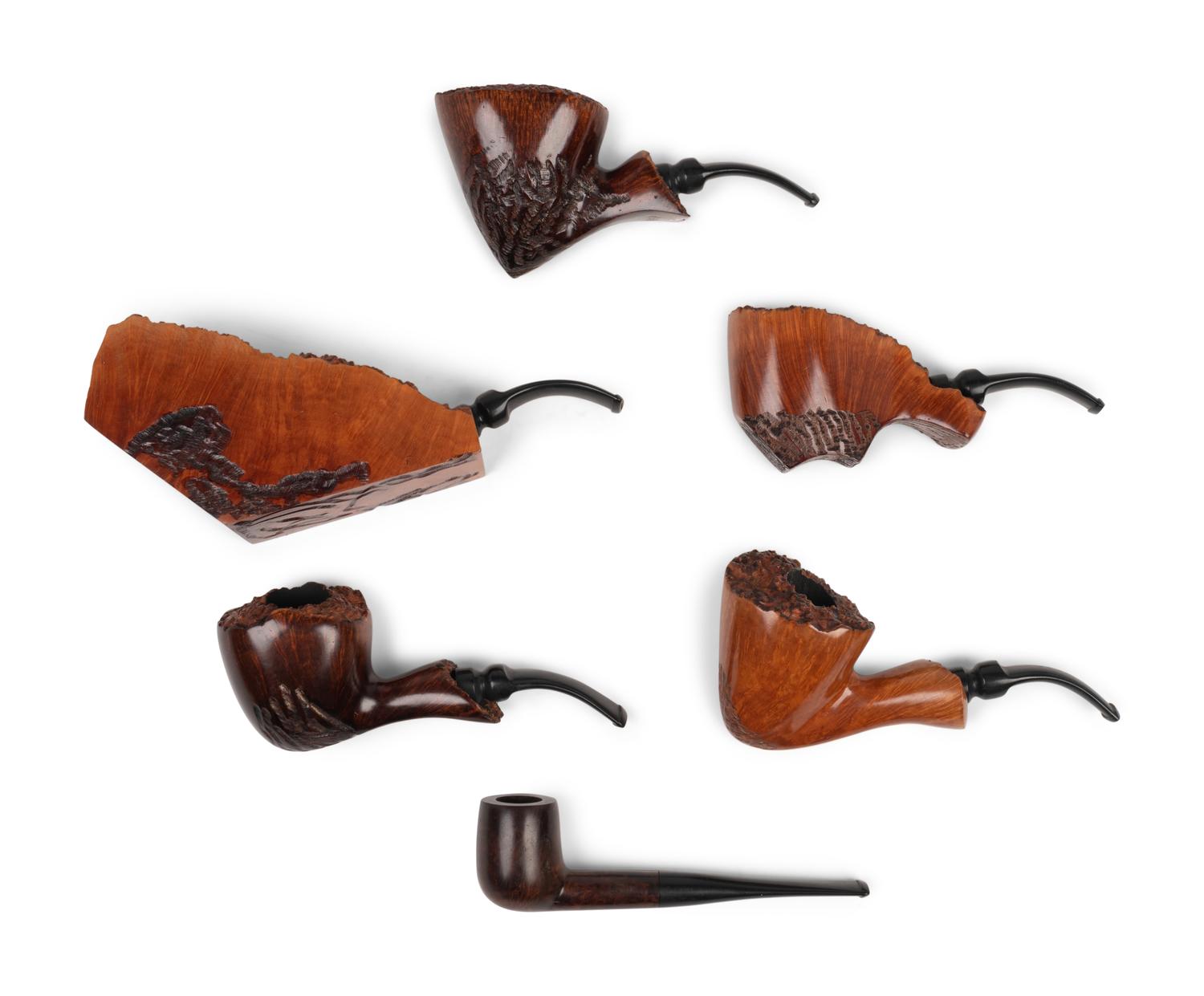 A Collection of Wood Smoking Pipes