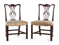 A Pair of George III Carved Mahogany Side Chairs
