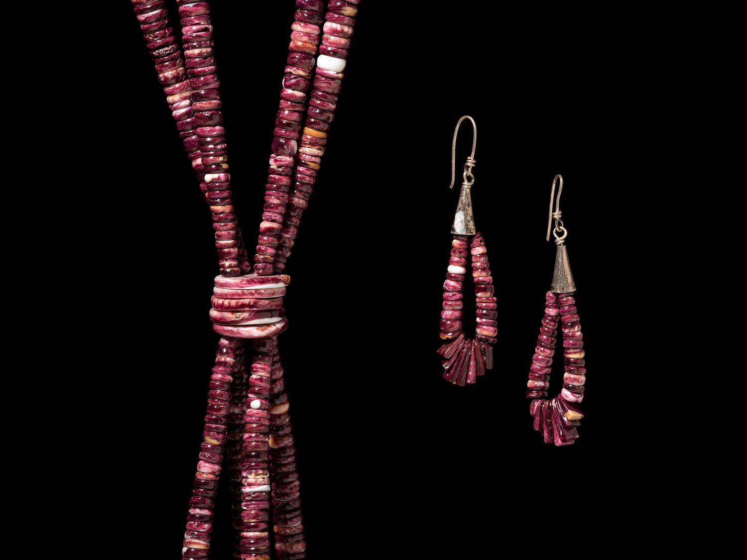 Kewa Spiny Oyster Necklace and Hook Earrings
