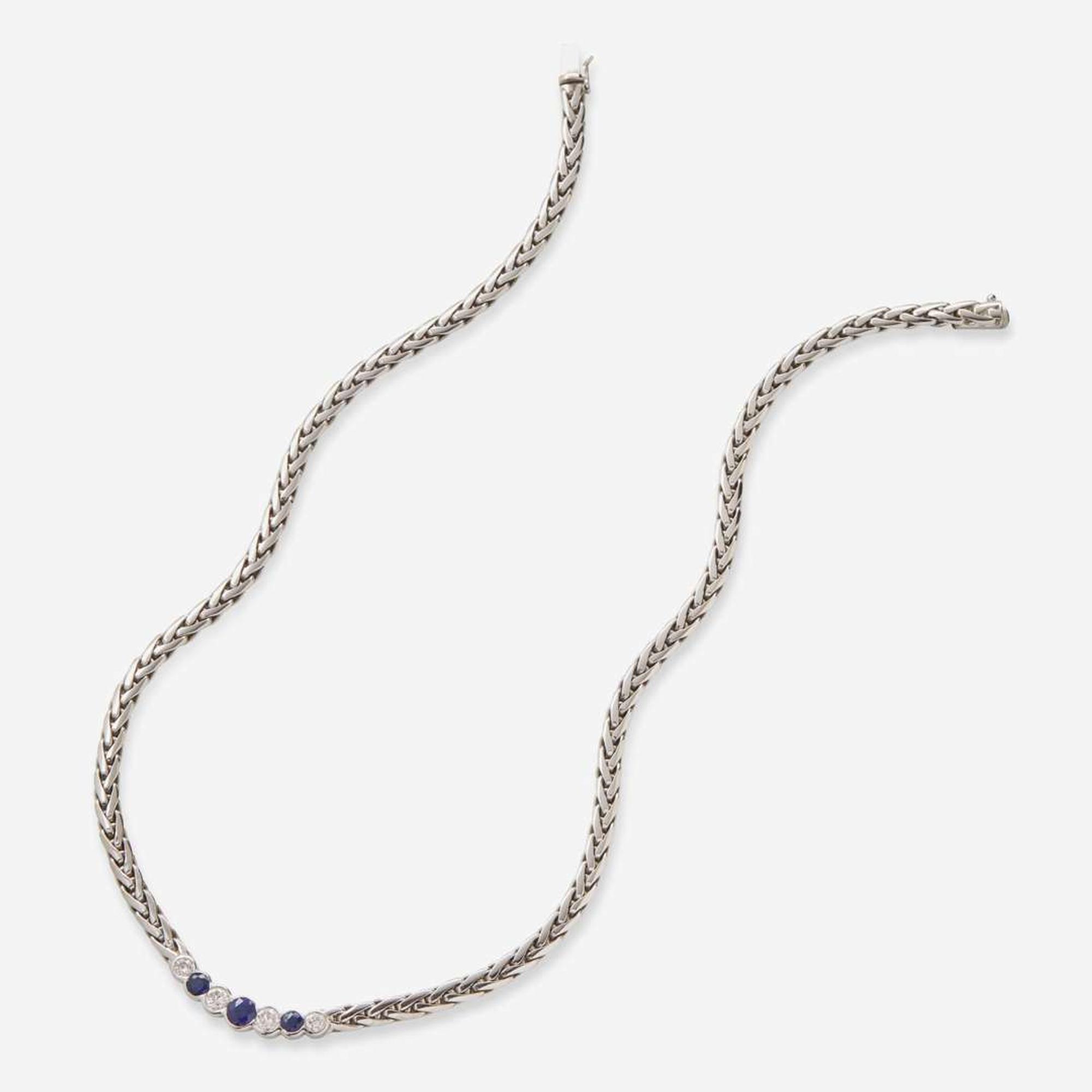 A Craig Drake 18K White Gold Sapphire and Diamond Necklace