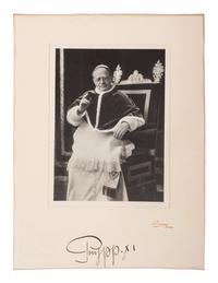 [RELIGION]. PIUS XI, Pope (1857-1939). Photograph signed ("Pius PP. XI"). Rome: Danesi, n.d.