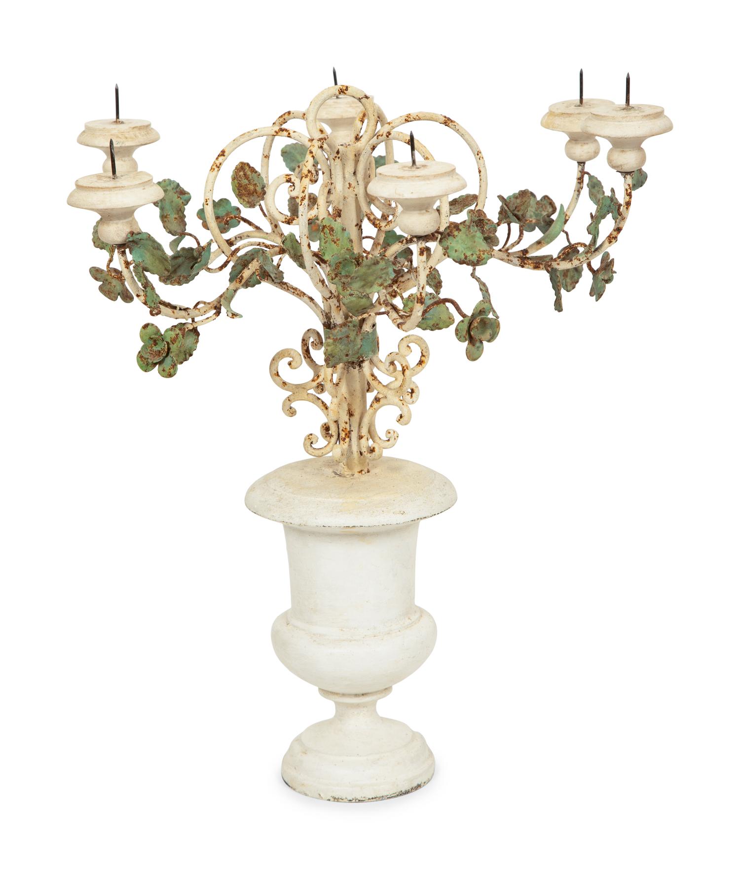A Set of Three T ô le Peinte Six-Light Candelabra