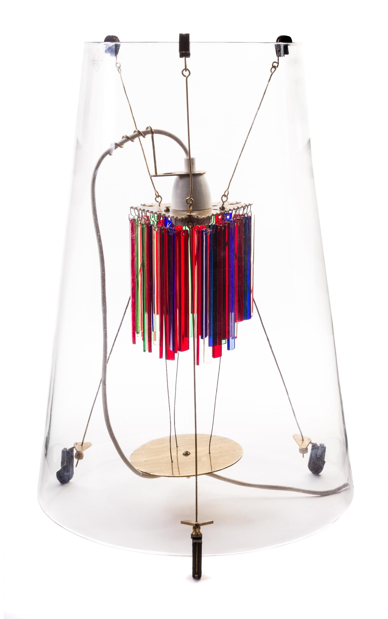 A Contemporary Blown Glass and Metal Table Lamp Height of shade 20 3/4 inches.