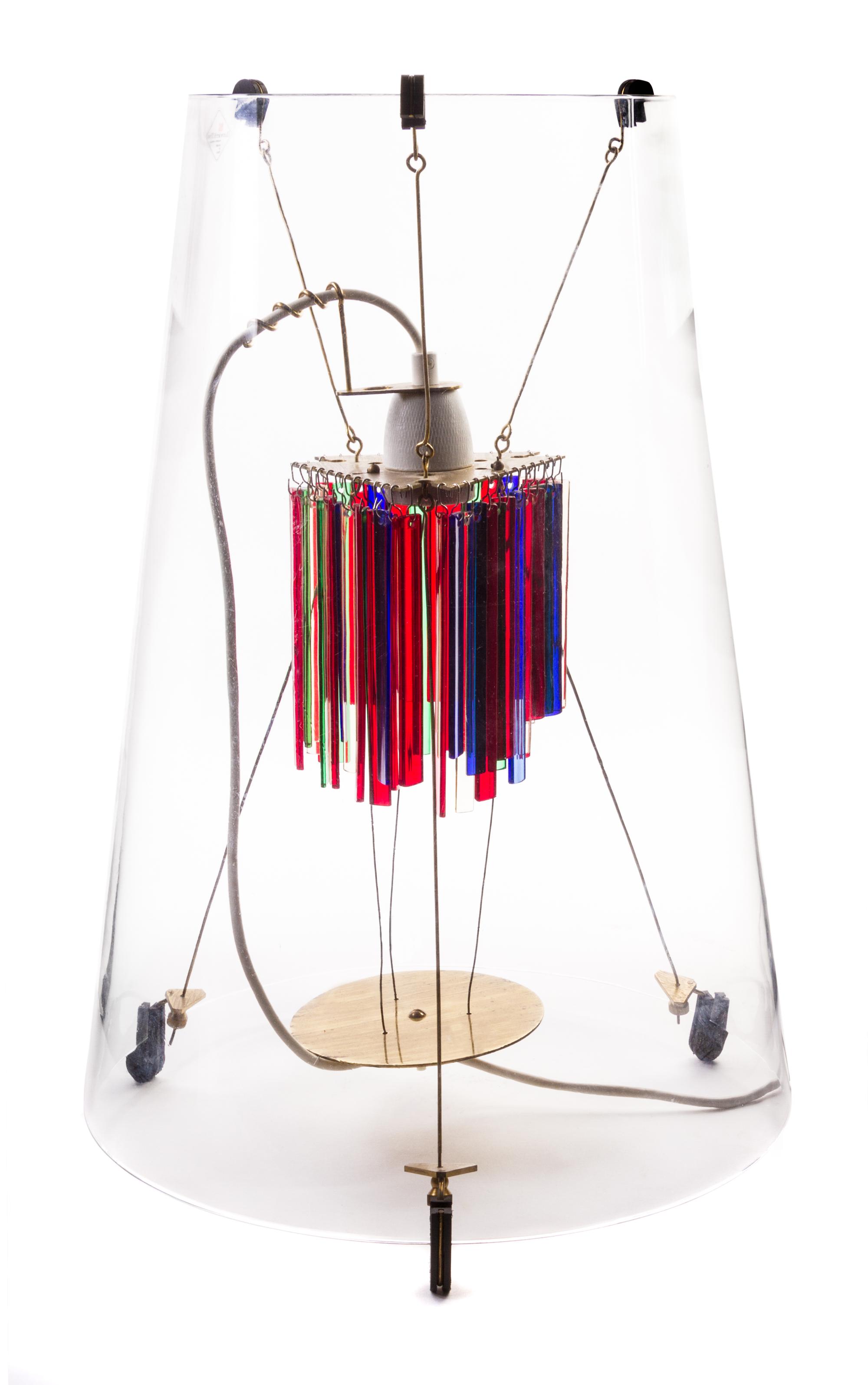 A Contemporary Blown Glass and Metal Table Lamp Height of shade 20 3/4 inches.