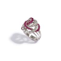 CARTIER, WHITE GOLD, DIAMOND AND RUBY RING