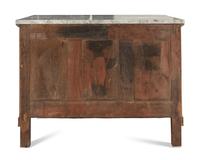 An Empire Gilt Bronze Mounted Walnut Marble-Top Commode