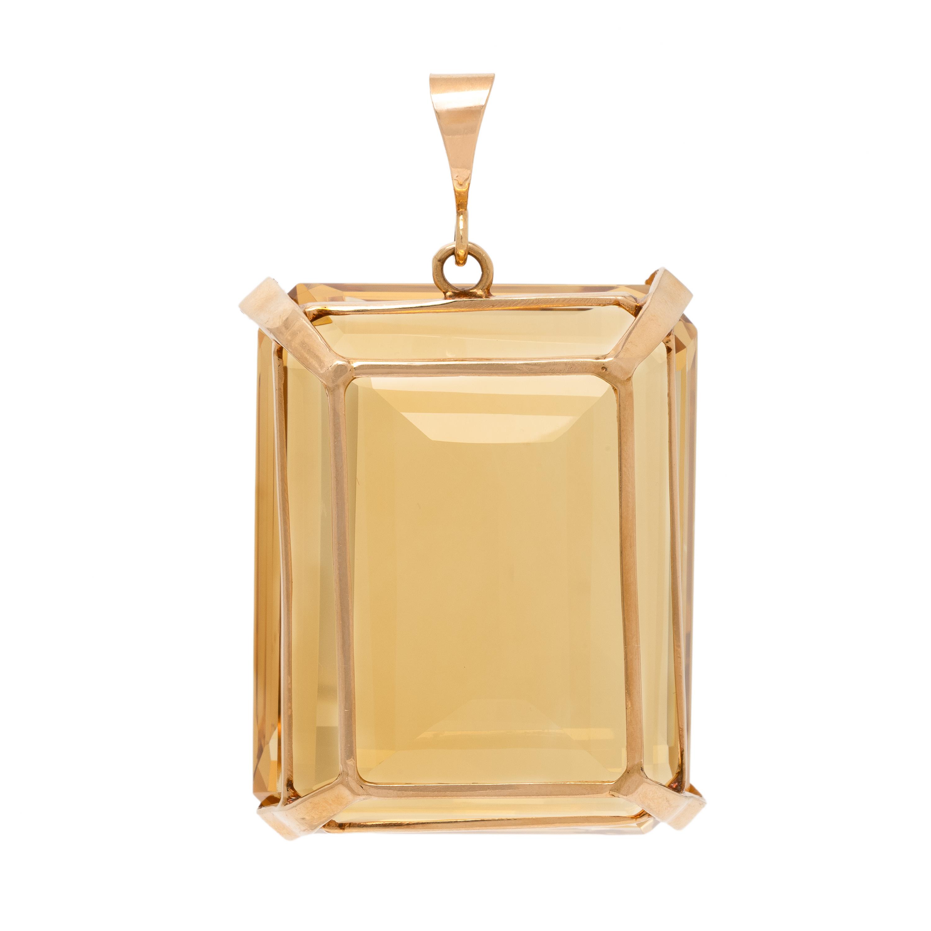Rose Gold and Impressive Citrine Pendant