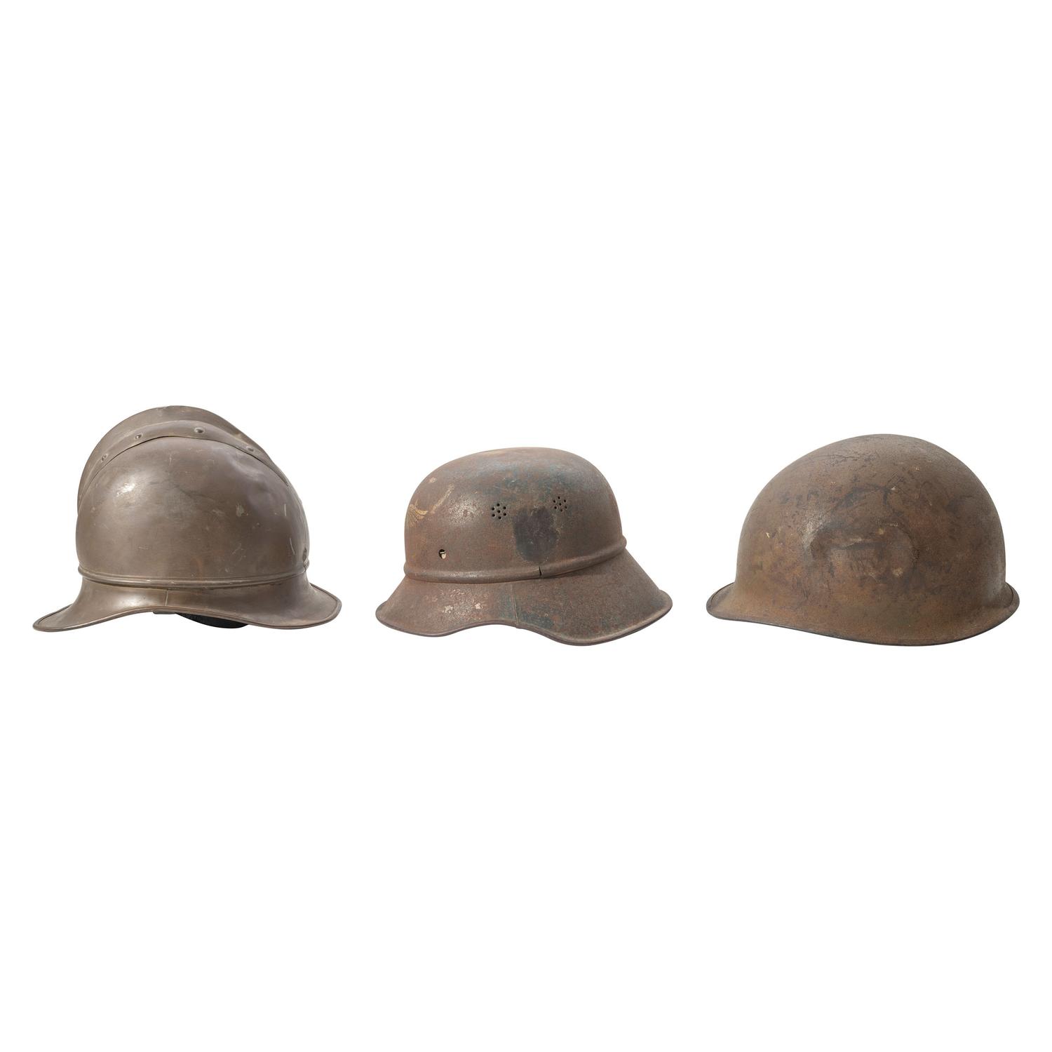Lot of Three Helmets Including US M1 Shell, and Luftschutz Civil Defense Helmet