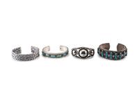 Southwestern-style Silver and Turquoise Cuff Bracelets