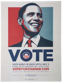 [POLITICS] -- [OBAMA, BARACK (b. 1961)]. A pair of campaign posters urging Ohioans to vote. 2008.
