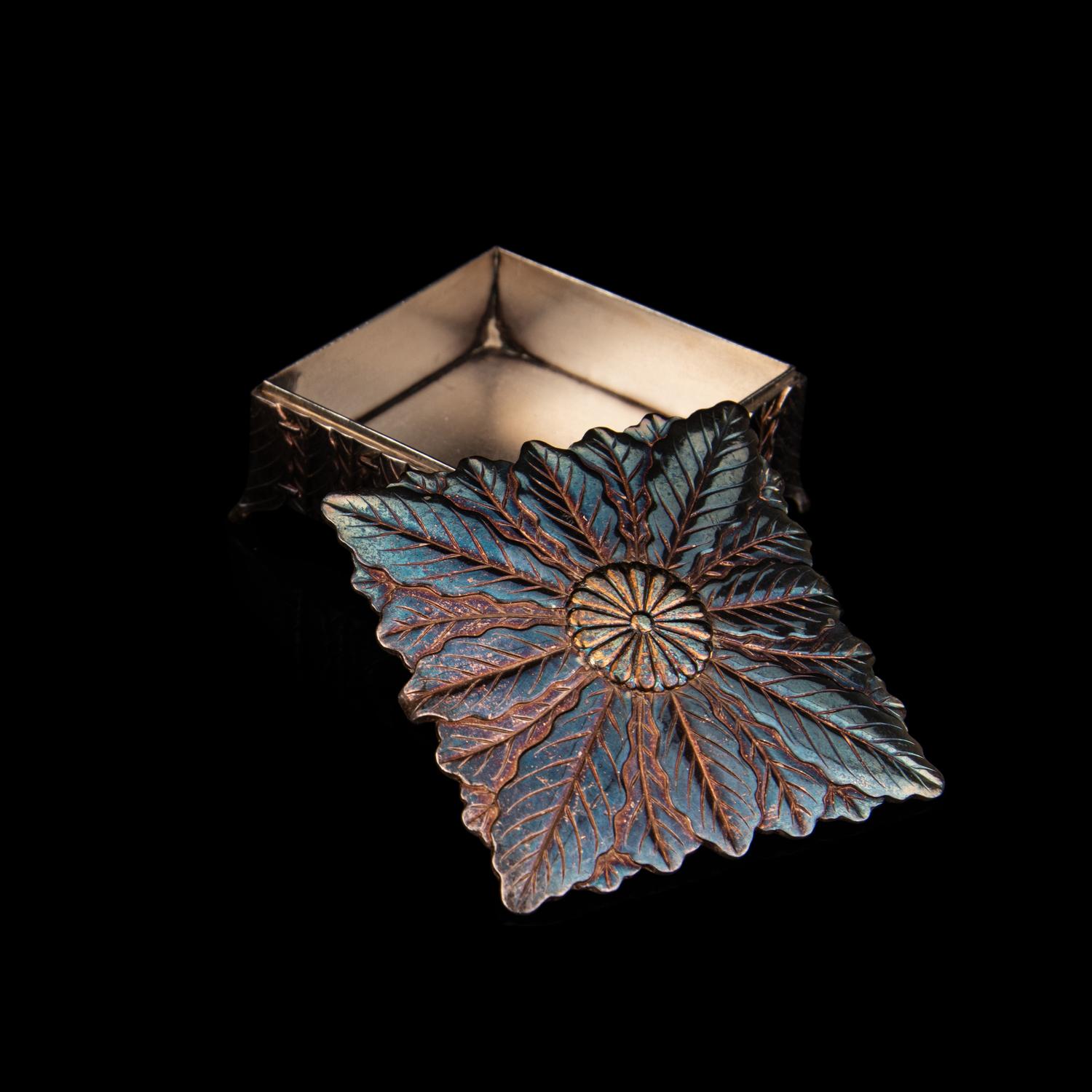 A Japanese Silver Square-Form Bonbonnière