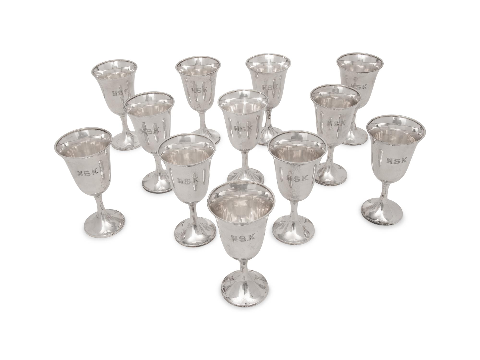 A Set of Twelve American Silver Goblets